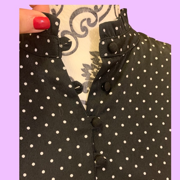 Icone Long sleeve blouse polka dot black crisp - NWOT - Picture 2 of 10